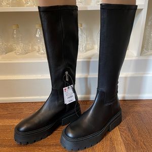 Zara New With Tags Black Knee Boots $100 From $219